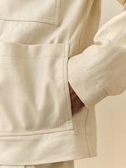 Natural - Nothing Ordinary Pure Linen Herringbone Chore Jacket - Imagen 5 de 6