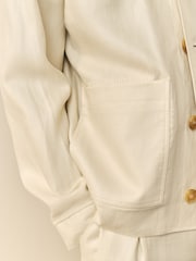 Natural - Nothing Ordinary Pure Linen Herringbone Chore Jacket - Imagen 6 de 6