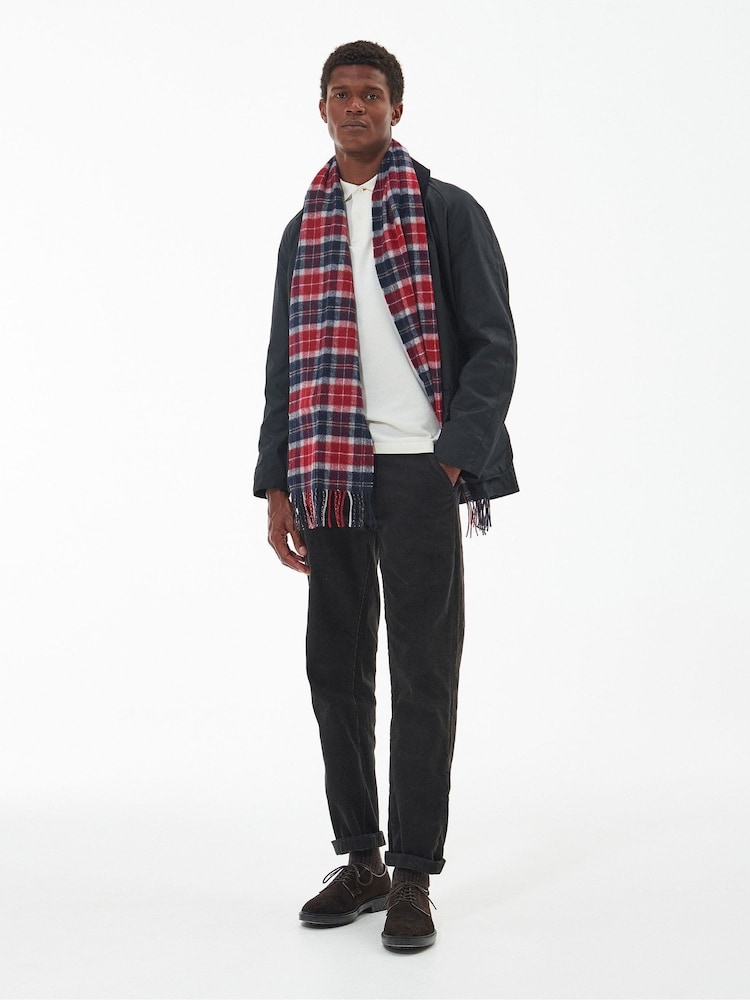 Barbour® Red Tartan Lambswool Scarf - Image 2 of 5