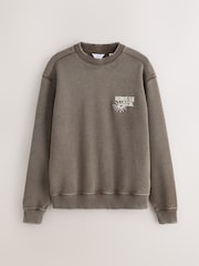 Brown Waffle Texture - グラフィックプリント クルーネック トレーナー - 画像 2 / 5