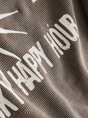 Brown Waffle Texture Graphic Print Crew Neck Sweatshirt - Image 7 of 8