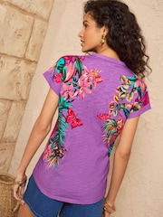 Love & Roses – T-Shirt aus Jersey mit geschlitztem Ausschnitt - Bild 4 von 4