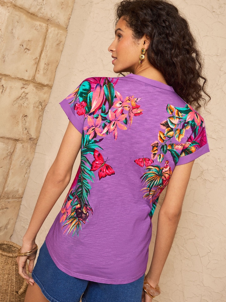 Love & Roses – T-Shirt aus Jersey mit geschlitztem Ausschnitt - Bild 4 von 4