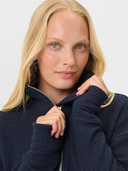 Sweaty Betty Blue Restful Boucle Zip Through Sweatshirt - Image 1 of 7