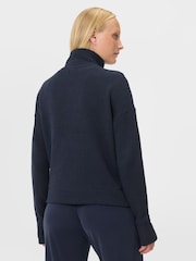 Sweaty Betty Blue Restful Boucle Zip Through Sweatshirt - Image 2 of 7