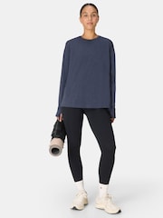Sweaty Betty Blue Soft Flow Studio Longline Long Sleeve Top - Image 3 of 7