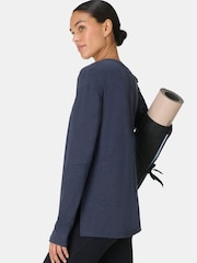 Sweaty Betty Blue Soft Flow Studio Longline Long Sleeve Top - Image 4 of 7