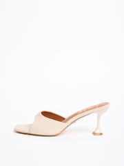 Lipsy White Faux Leather Flared Heel Slip On Mid Heel Mule Sandals - Image 5 of 5