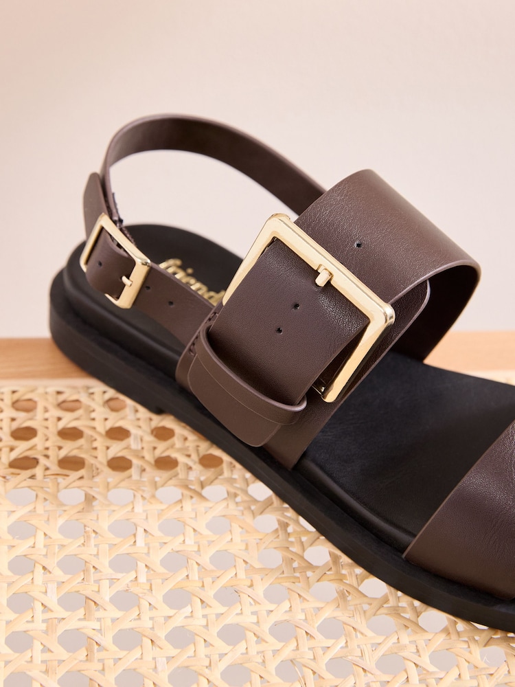 Friends Like These Faux Leather Buckle Two Part Flat Summer Sandals - 圖片 2/4