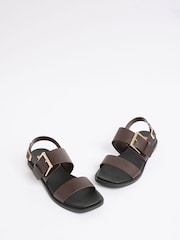 Friends Like These Faux Leather Buckle Two Part Flat Summer Sandals - 圖片 3/4