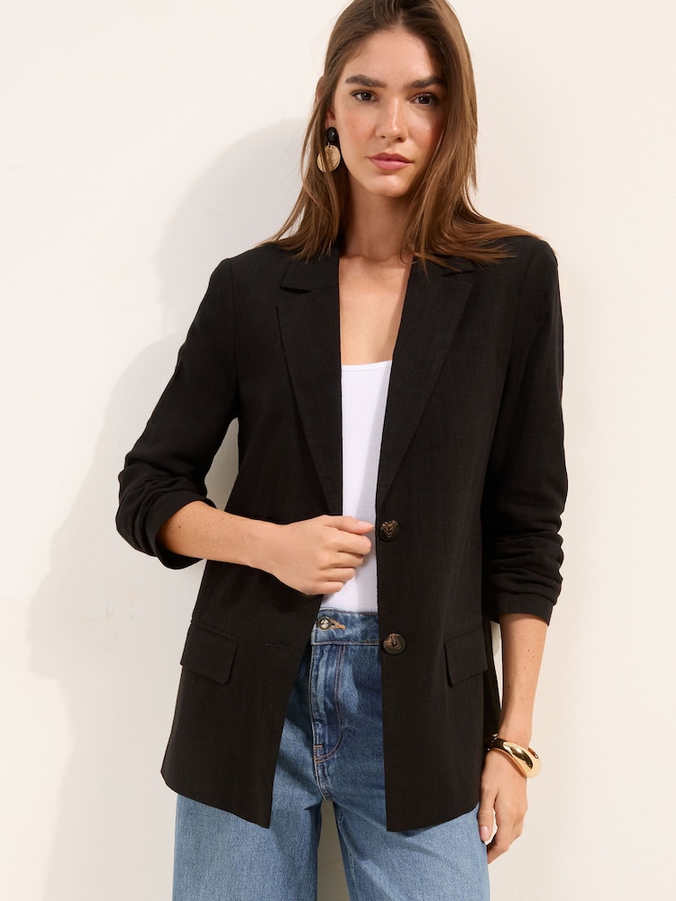 Friends Like These Black Boyfriend Blazer with Linen - Image 1 of 4