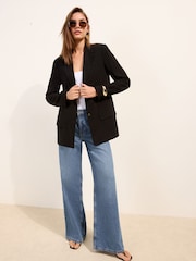 Friends Like These Black Boyfriend Blazer with Linen - Image 2 of 4