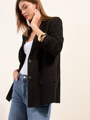 Friends Like These Black Boyfriend Blazer with Linen - Image 3 of 4
