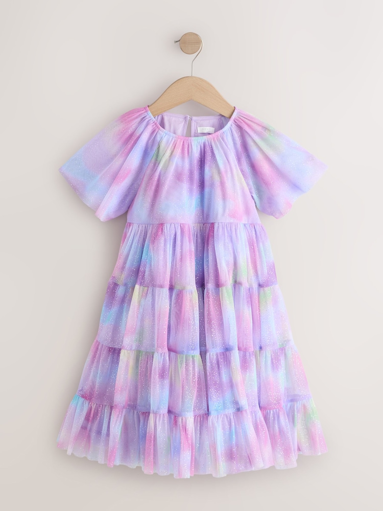sachin and babi light blue dress Custom Rainbow Chiffon Pink Sequin Birthday Wedding Party Dress, Dress Only