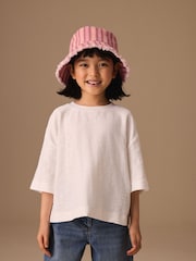 White Textured Oversized Boxy T-Shirt (3-16yrs) - Image 1 of 8