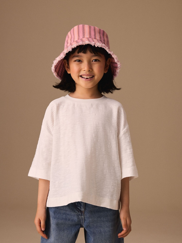 White Textured Oversized Boxy T-Shirt (3-16yrs) - Image 1 of 8