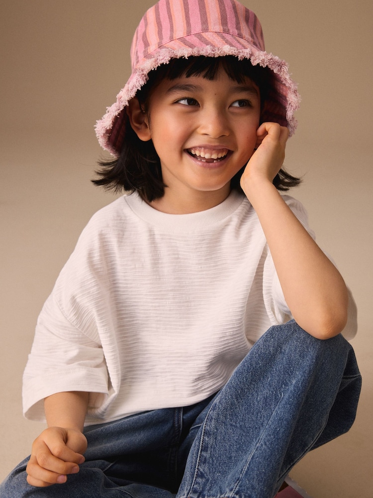 White Textured Oversized Boxy T-Shirt (3-16yrs) - Image 2 of 8