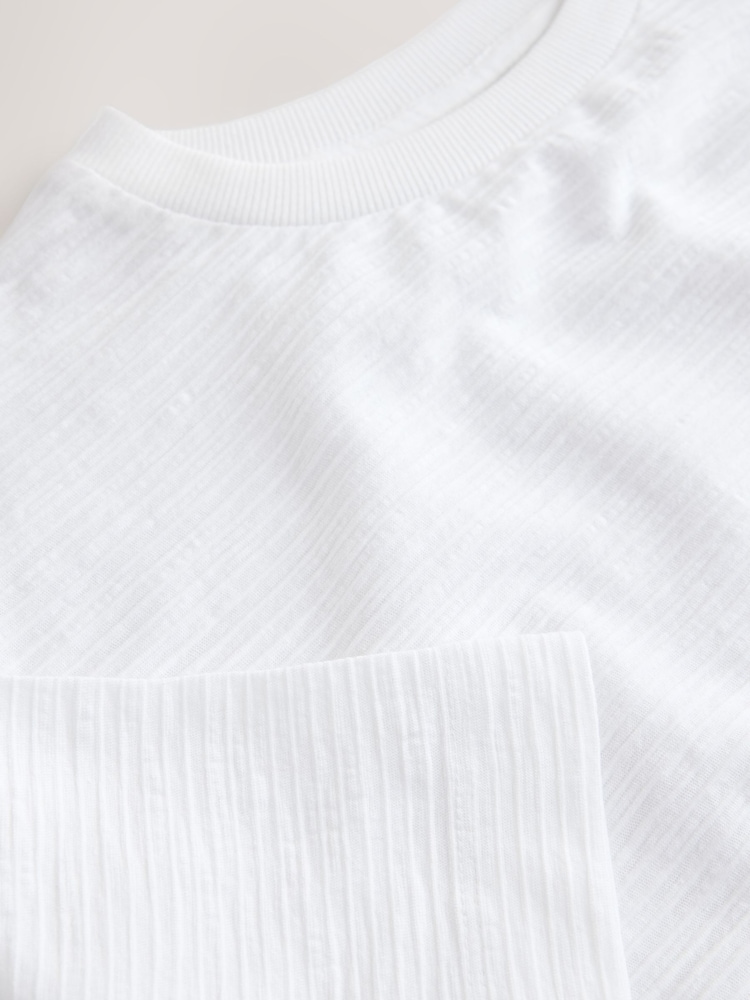 White Textured Oversized Boxy T-Shirt (3-16yrs) - Image 8 of 8