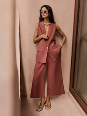 Friends Like These Rust Red Linen Look Culottes - Image 1 of 2
