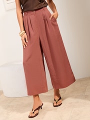 Friends Like These Rust Red Linen Look Culottes - Image 3 of 4