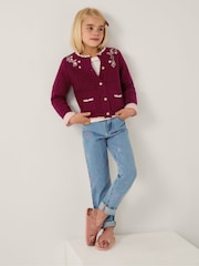 Monsoon Red Floral Embroidered Cardigan - Image 1 of 4