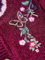 Monsoon Red Floral Embroidered Cardigan - Image 4 of 4