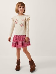 Monsoon Pink Sequin Butterfly Top & Tulle Skirt Set - Image 1 of 1