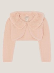 Monsoon Pink Baby Detachable Collar Fuzzy Cardigan - Image 1 of 3