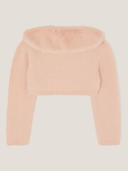 Monsoon Pink Baby Detachable Collar Fuzzy Cardigan - Image 2 of 3