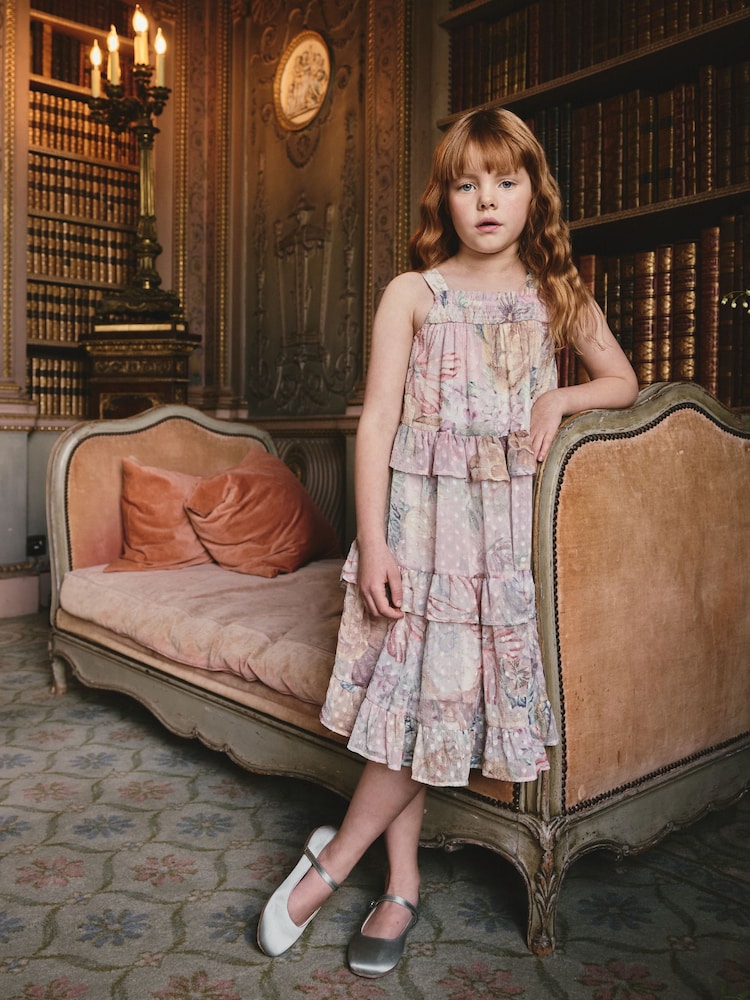 Pink Mixed Print Strappy Occasion Dress (3-16yrs) - Image 1 of 3