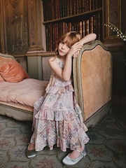 Pink Mixed Print Strappy Occasion Dress (3-16yrs) - Image 2 of 3