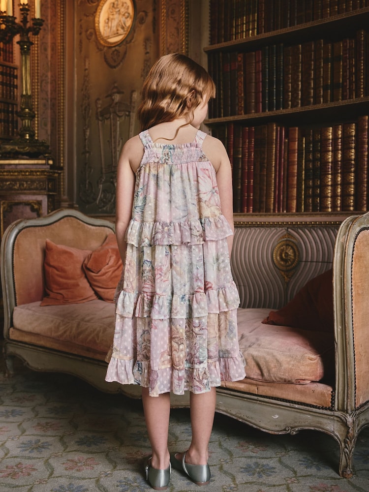 Pink Mixed Print Strappy Occasion Dress (3-16yrs) - Image 3 of 3