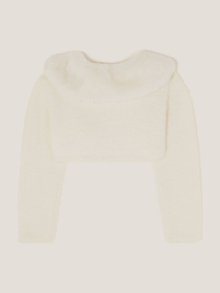 Monsoon Cream Baby Detachable Collar Fuzzy Cardigan - Image 2 of 3