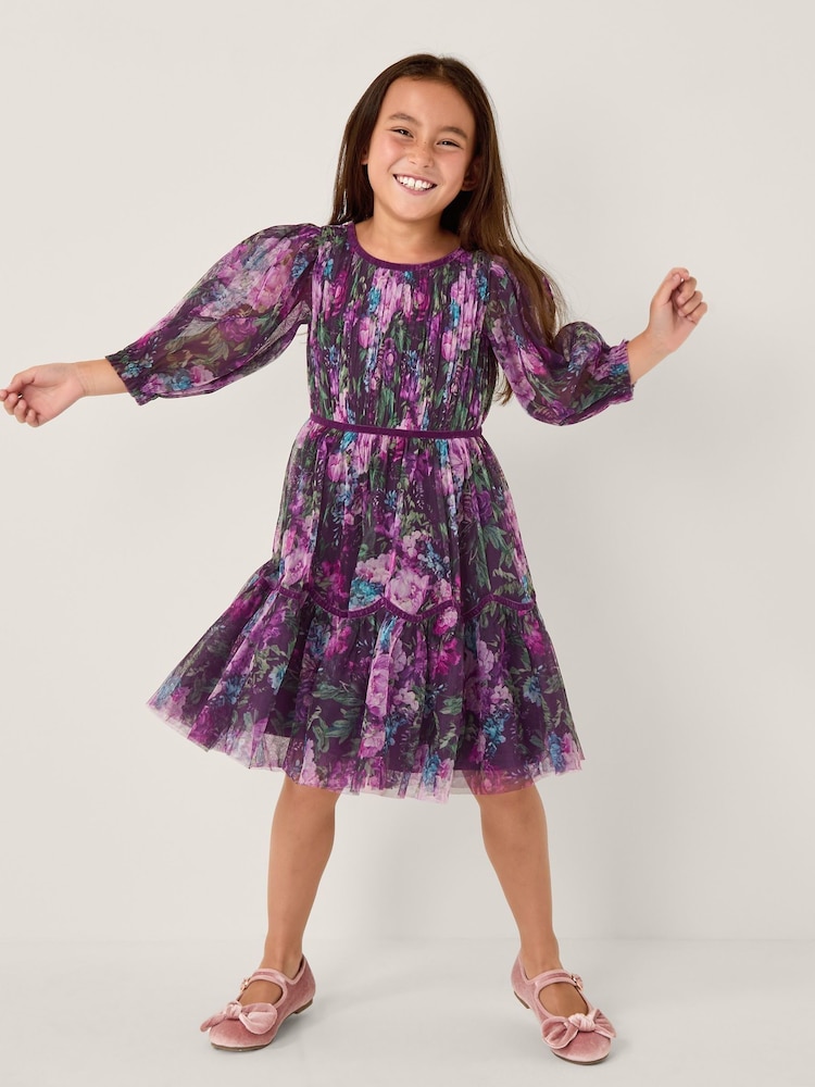 Monsoon Purple Floral Tulle Party Dress - Image 1 of 4 Monsoon Purple Floral Tulle Party Dress - Image 1 of 4
