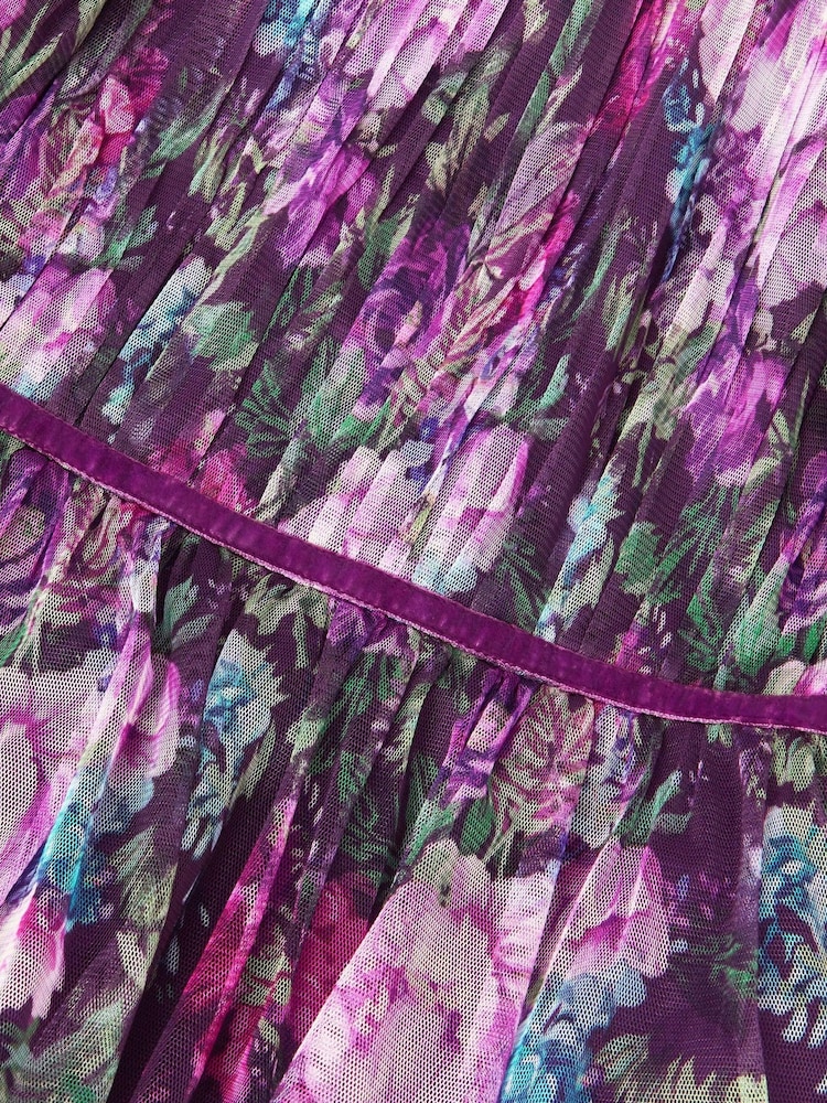 Monsoon Purple Floral Tulle Party Dress - Image 4 of 4