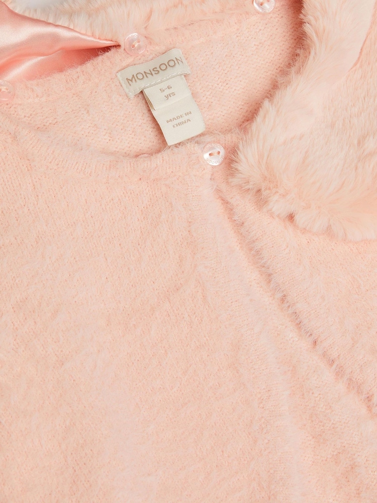 Monsoon Pink Detachable Collar Fuzzy Cardigan - Image 4 of 4 Monsoon Pink Detachable Collar Fuzzy Cardigan - Image 4 of 4