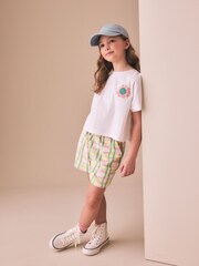 绿色/粉色格纹 - 纹理短裤（3-16岁） - 7的图像1｝