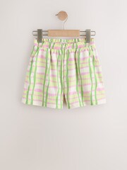 绿色/粉色格纹 - 纹理短裤（3-16岁） - 7的图像4｝