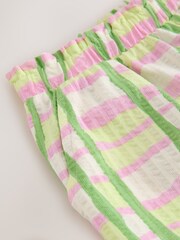 绿色/粉色格纹 - 纹理短裤（3-16岁） - 7的图像7｝