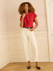 Love & Roses Red Lace Trim Notch Neck Jersey T-Shirt - Image 3 of 4