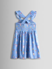 JoJo Maman Bébé Blue Ice Cream Smocked Strappy Dress - Image 1 of 1