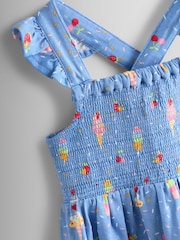 JoJo Maman Bébé Blue Ice Cream Smocked Strappy Dress - Image 3 of 3
