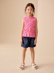 Pink/Red Spot Shirred Sleeveless Blouse (3-16yrs) - Image 2 of 3