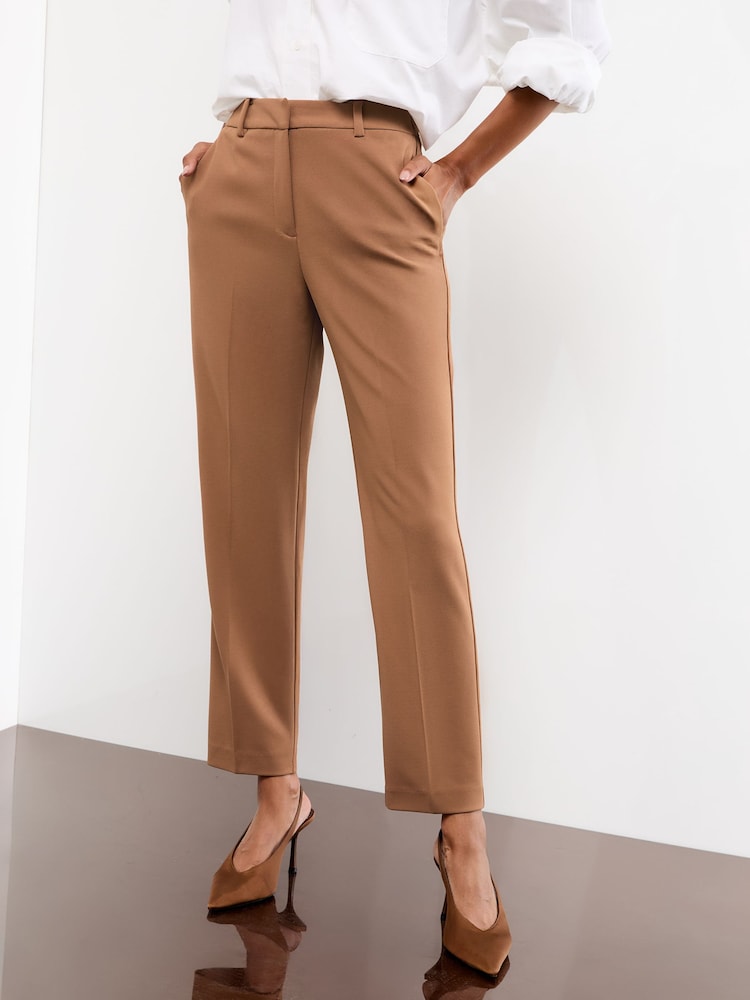 Lipsy Camel Petite Tailored Tapered Trousers - Image 1 of 4
