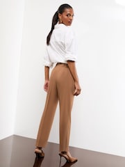Lipsy Camel Petite Tailored Tapered Trousers - Image 2 of 4