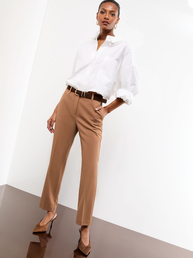 Lipsy Camel Petite Tailored Tapered Trousers - Image 4 of 4