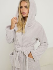 PixieGirl Petite Natural Cotton Touch Hooded Maxi Robe - Image 4 of 5