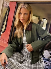 PixieGirl Petite Green Contrast Cord Collar Barn Jacket - Image 2 of 5