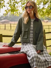 PixieGirl Petite Green Contrast Cord Collar Barn Jacket - Image 3 of 5