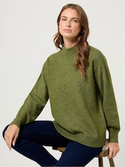 M&Co Green Funnel Neck Balloon Sleeve Jumper - Image 1 of 5